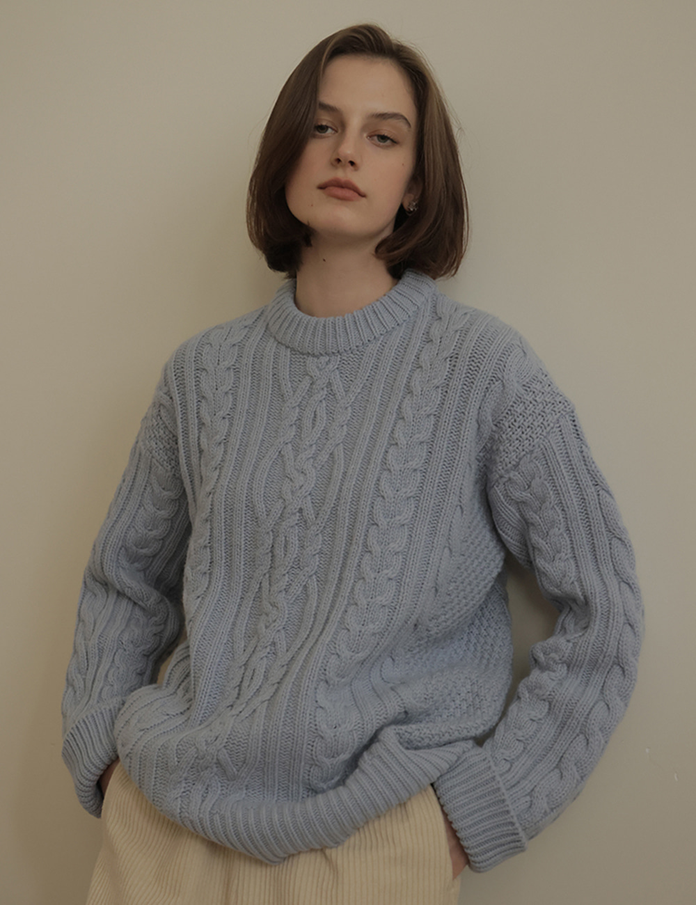William Wool Cable Knit (Sky Blue)