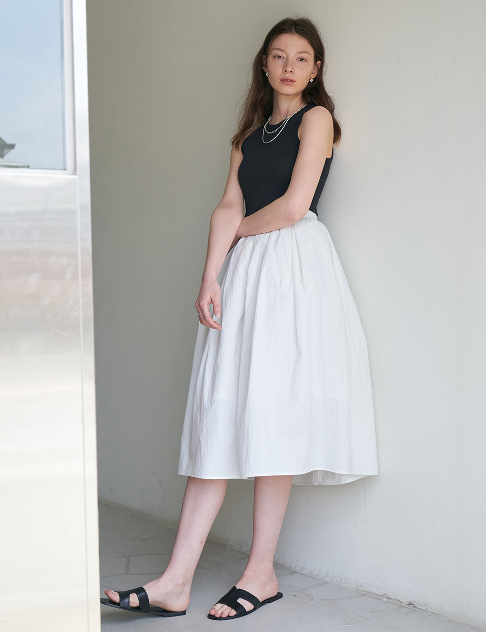 Monica Full Long Skirt (White)