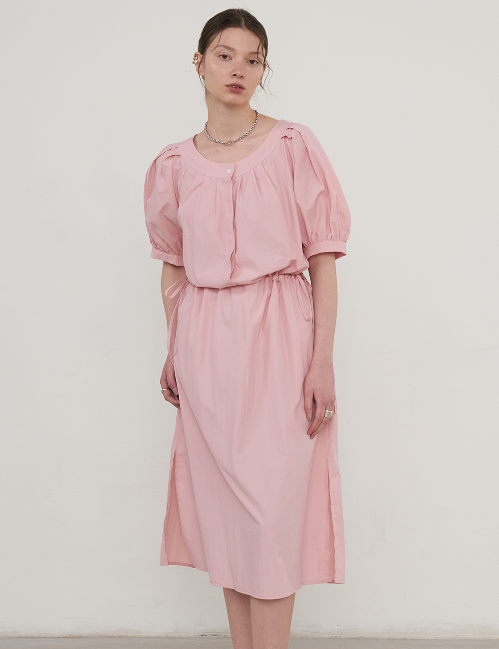 Suzy Volume String Dress (Blush Pink)