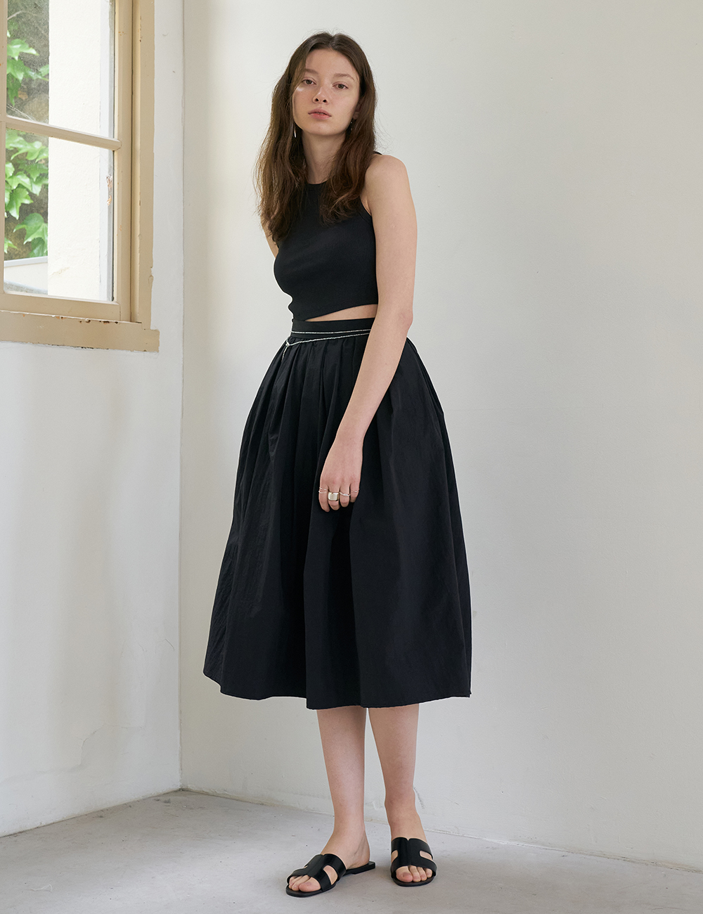 Monica Full Long Skirt (Black)