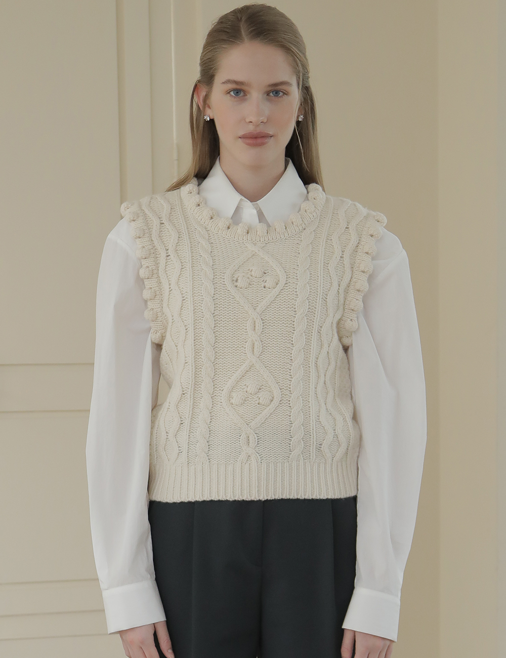 Amy Knit Vest (Cream Ivory)