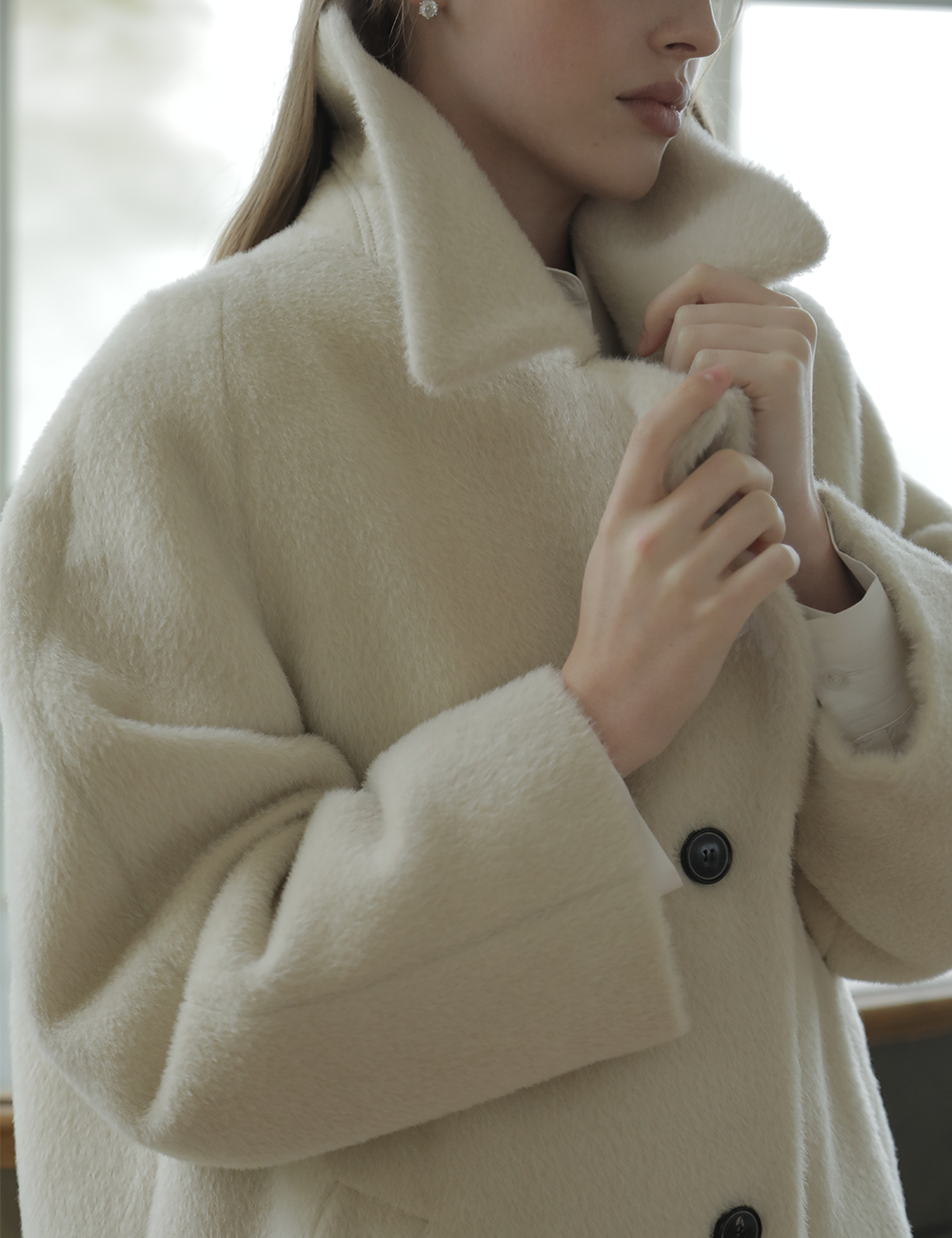 Dani Alpaca Wool Fur Coat (Polar Bear Ivory)